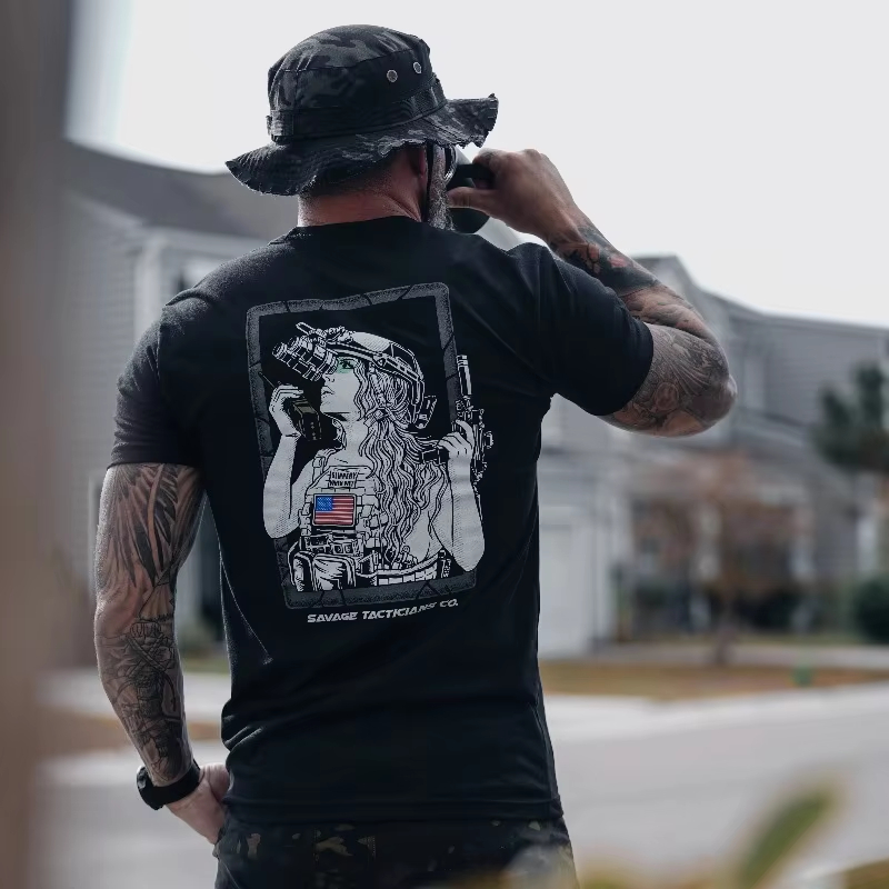 Street Fashion Guys - メンズTシャツ アウトドアスポーツ タクティカルTシャツ 通気性のあるOネック コットン 半袖トップス