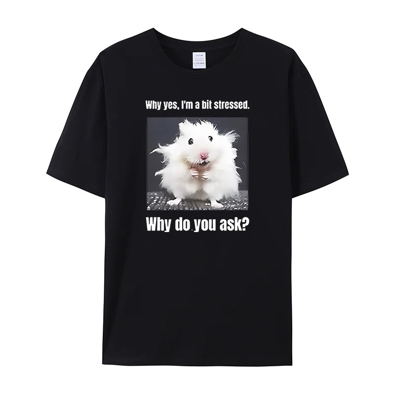 Street Style Fashion Quotes - ZAZOMDE 面白いストレス解消ハムスターの引用プリント Tシャツ バイナルインターネットミームグラフィック半袖トップス ストリートスタイル Tシャツ