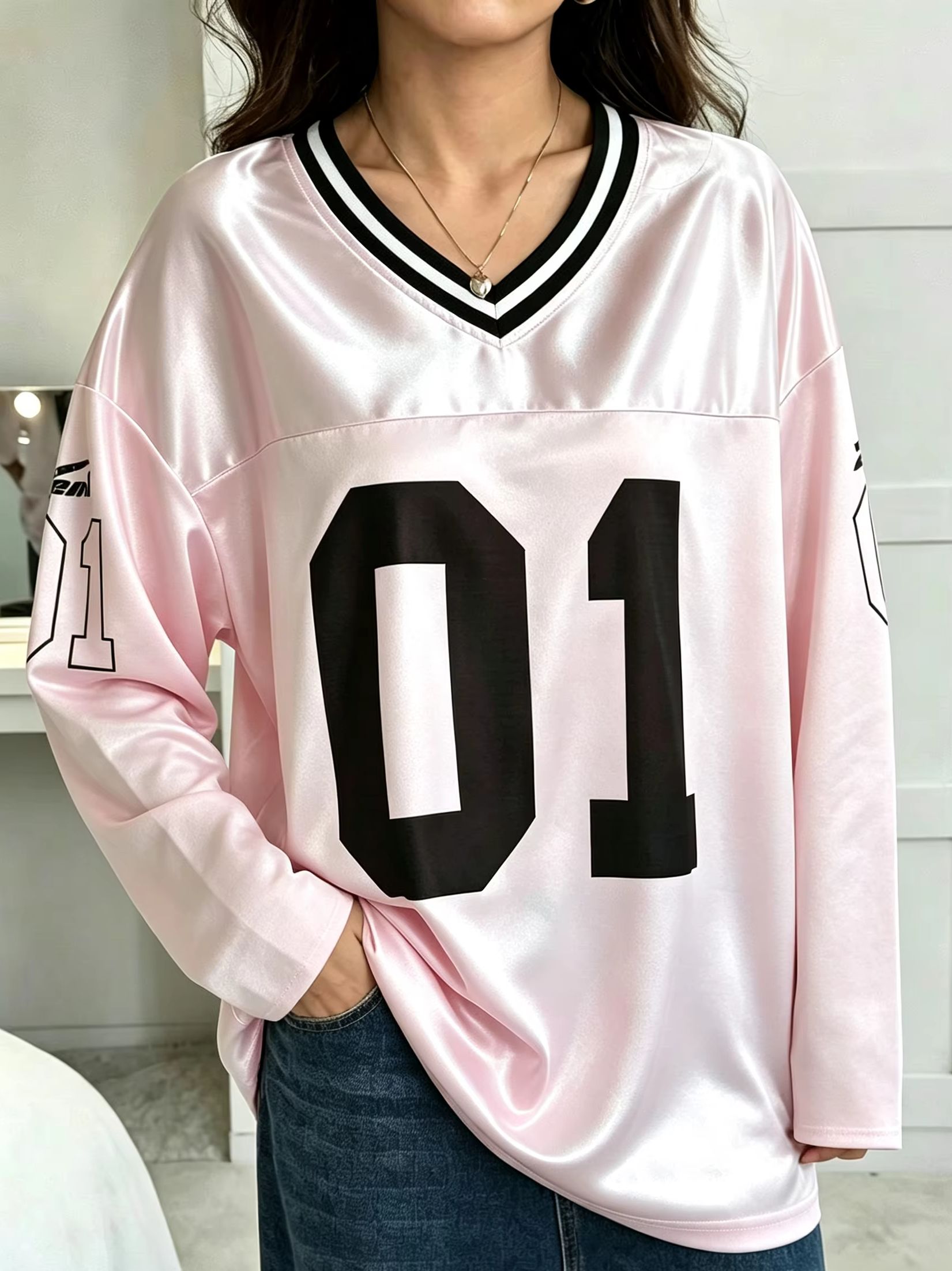 Street Fashion Male - メンズ・レディース ヴィンテージ 長袖 オーバーサイズ 01 ナンバープリント