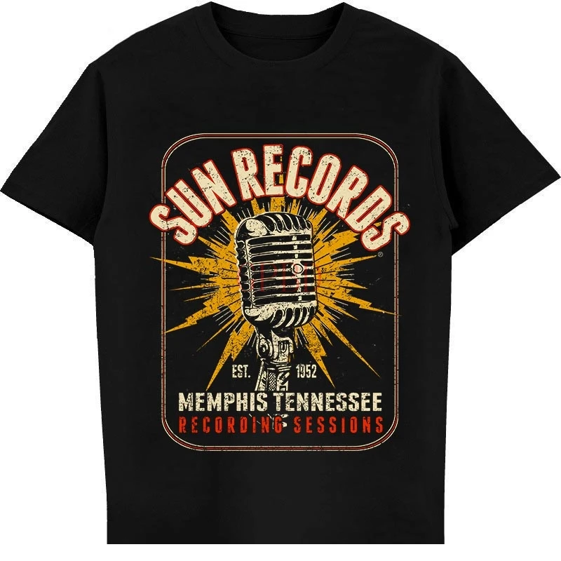 Street Fashion China Models - 2025 新モデルニューオメリコンヴィンテージロコビリー Tシャツサンレコードメンフィス 1952 男性トップスストリートファッションカップル服