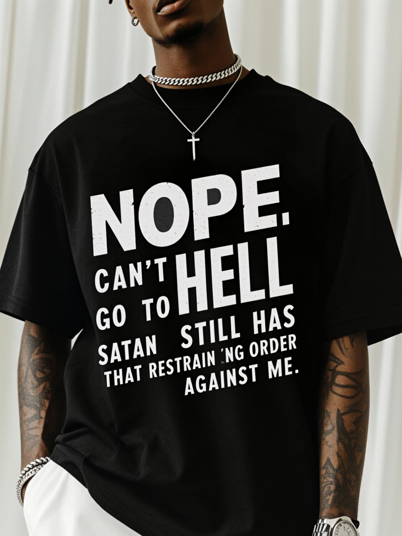 Street Style Fashion Quotes - メンズ「NOPE NOT GOING TO HELL」プリントTシャツ |