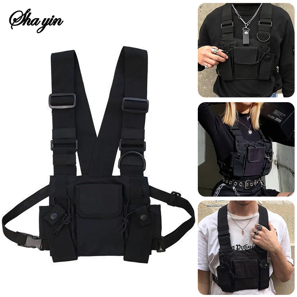 Street Fashion Types - 機能的なタクティカルチェストバッグ レディース ファッション バレット ヒップホップ ベスト