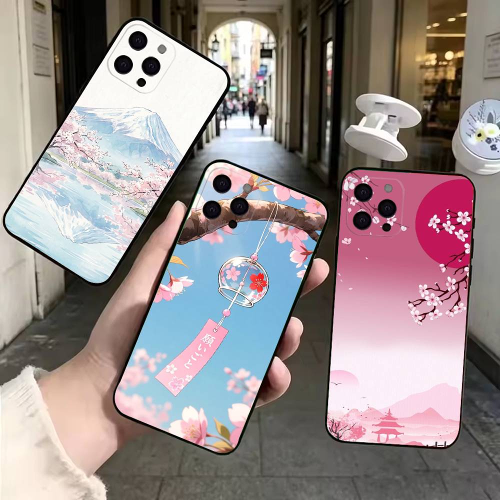Street Fashion In Tokyo - 漫画風東京ストリートビュー ファッション ブラック ソフトフォンケース iPhone 11、12、13、14、15、16、17