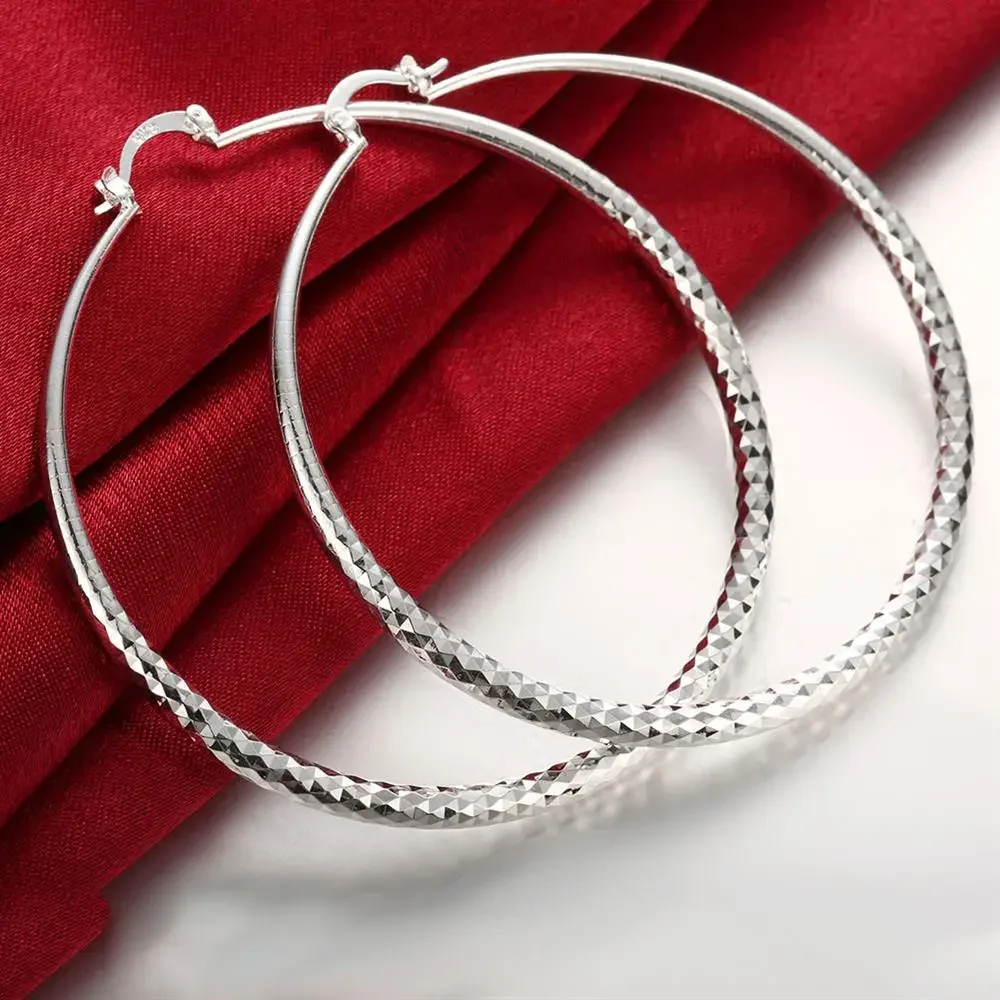 Street Fashion Earrings - ホット 925 スターリングシルバー 7 センチメートルイヤリング女性のためのファッションジュエリービッグサークルイヤリングストリートオールマッチジュエリーギフト