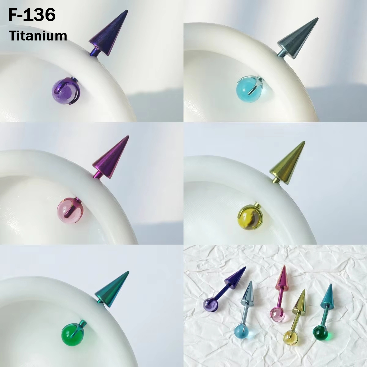 Street Fashion Earrings - INSスタイル ユニーク ダブルストリートトレンド アルマイト加工 スパイクデビルスタッドピアス チタン合金