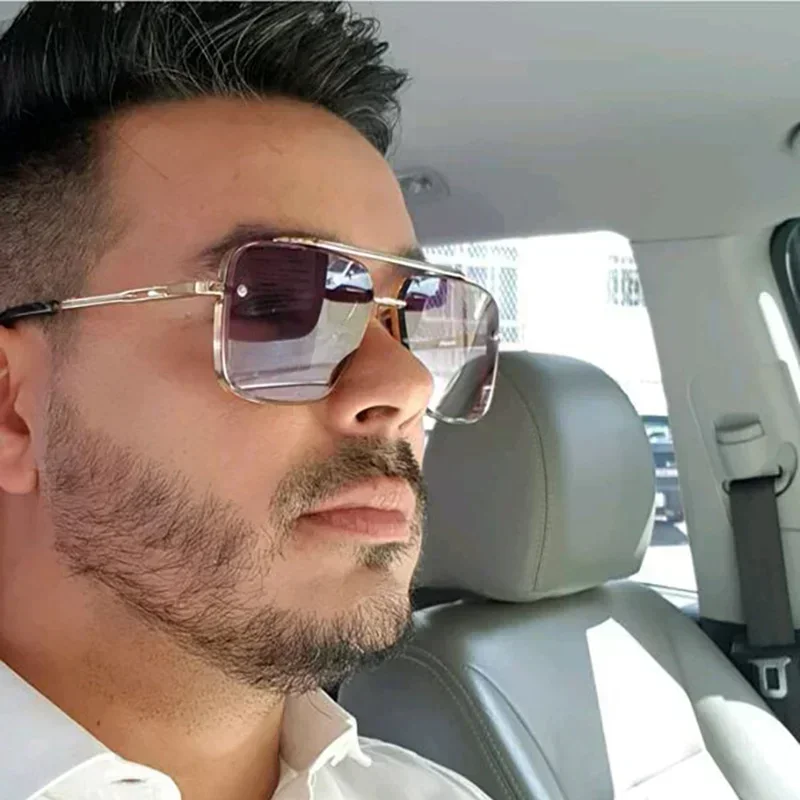 Street Fashion Glasses - 特大スクエアサングラス女性新しいファッションメタルサングラス男性 UV400 パンクメガネトレンド女性眼鏡