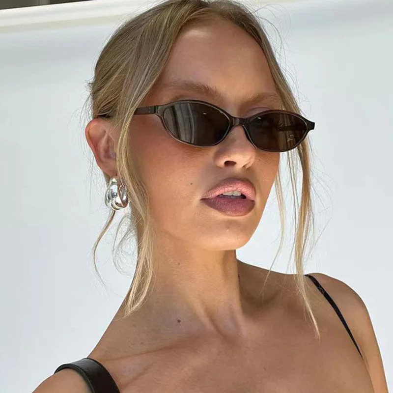Street Fashion Glasses - レトロオーバルフレームサングラスファッション女性トレンディな小さなフレームサングラスパンクキャットアイサンシェード日焼け止め UV400 メガネ