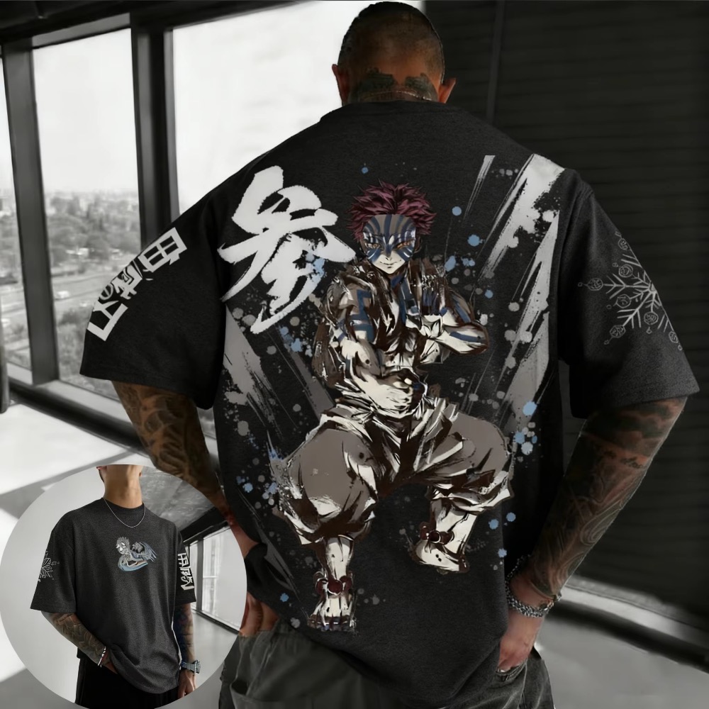 Street Fashion In Japan - 夏プラスサイズデーモンスレイヤーアニメプリント男性、女性 Tシャツカジュアル親子トップファッション原宿スタイルストリートウェア Y2K