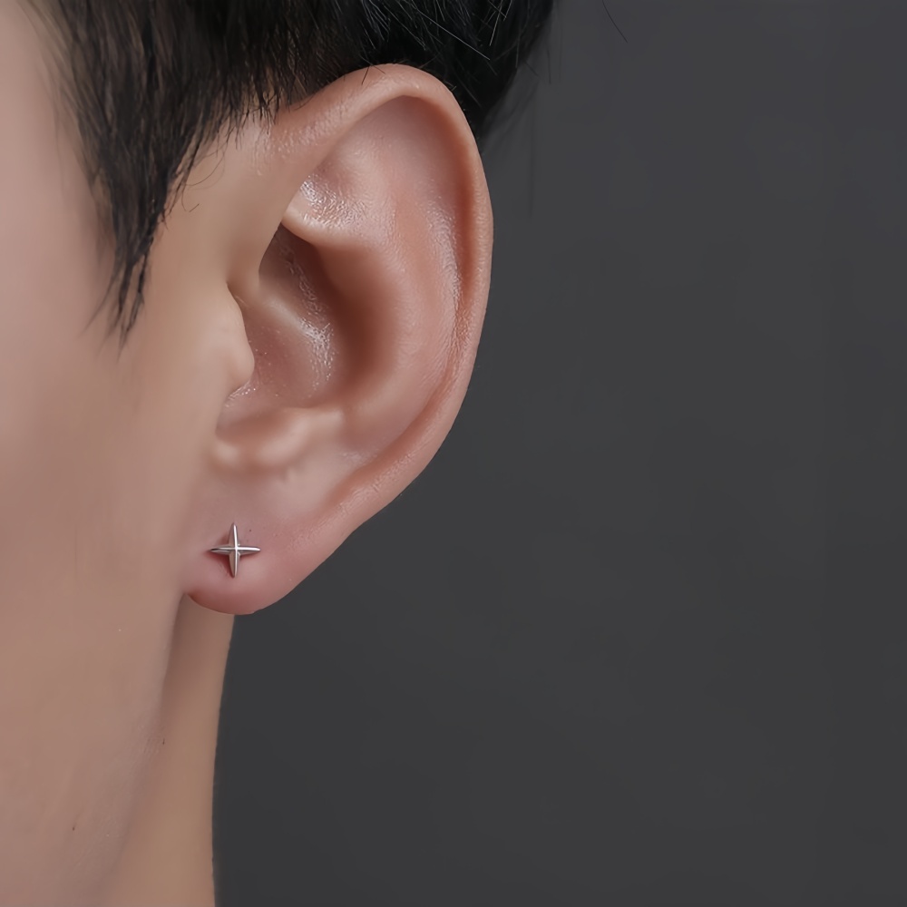 Street Fashion Earrings - シンプルなクロススター男性合金スタッドピアスレトロストリートトレンディな摩耗ジュエリーファッションレディースアクセサリーギフト