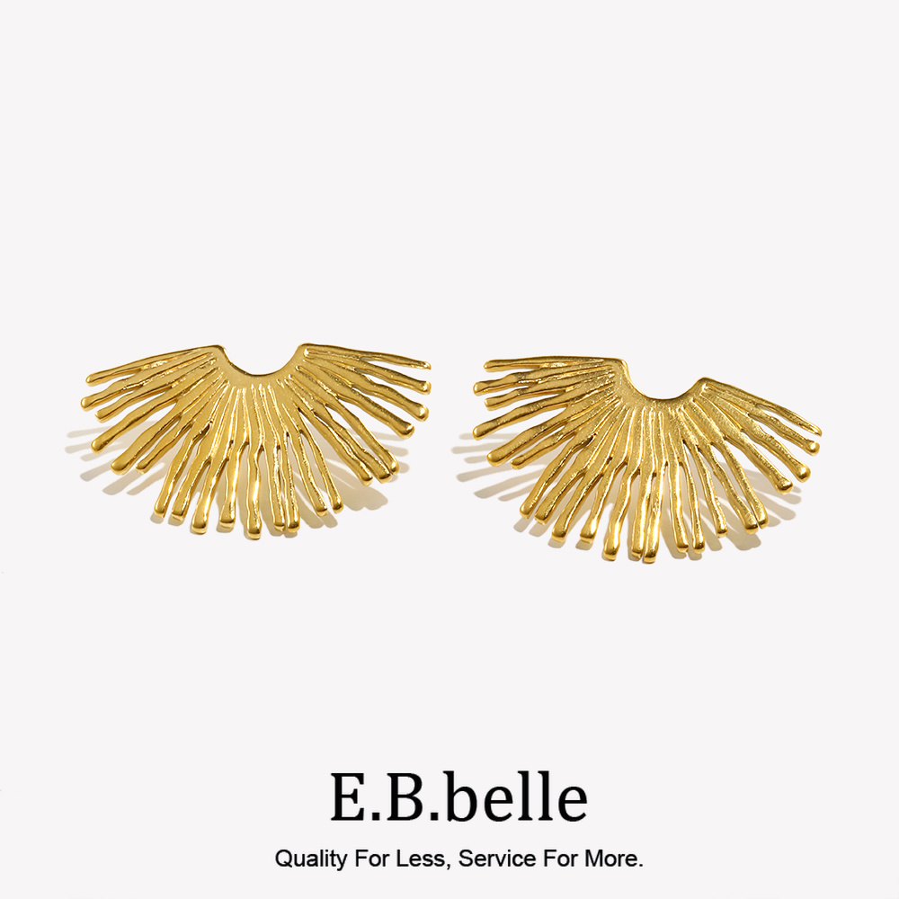 Street Fashion Earrings - 女性のための灰色の扇形のイヤリング,18カラットの金メッキステンレス鋼の宝石316l,ストリートギフト,ユニーク