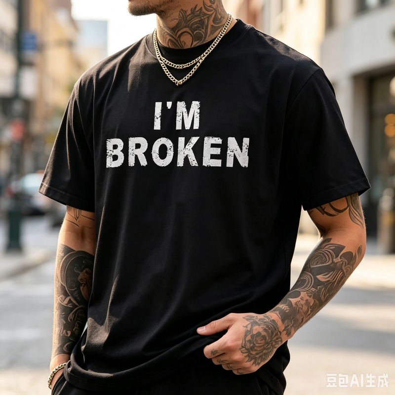 Street Style Fashion Quotes - ディストレスト クオート メンズ Tシャツ I'M BROKEN