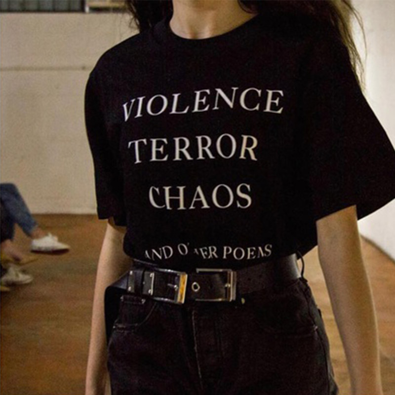 Street Style Fashion Quotes - Tumblrユニセックス衣装,sugarbabyの暴力,テロの混乱と他の詩の引用,グランジグラフィックTシャツ,ストリートスタイルのファッション