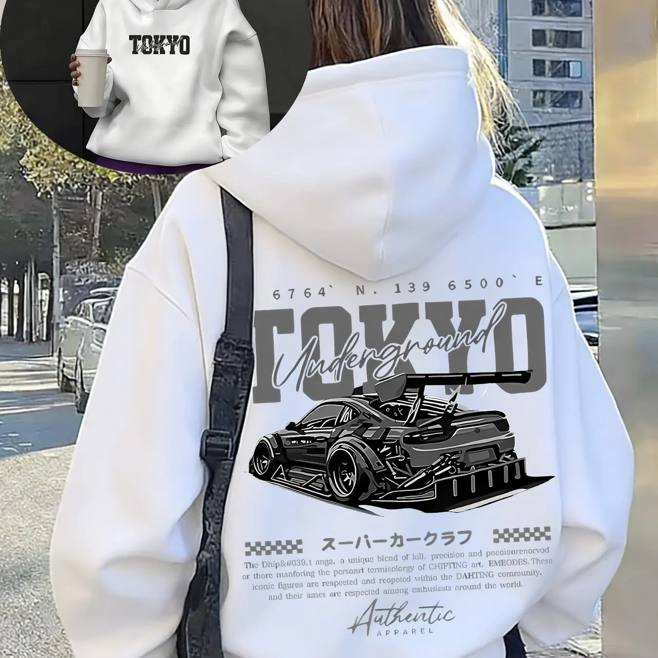 Street Fashion In Tokyo - 日本のストリートウェアパーカー男性東京 JDM レーシングスーパーカープリント特大ストリートファッション秋冬グラフィックスウェットシャツ