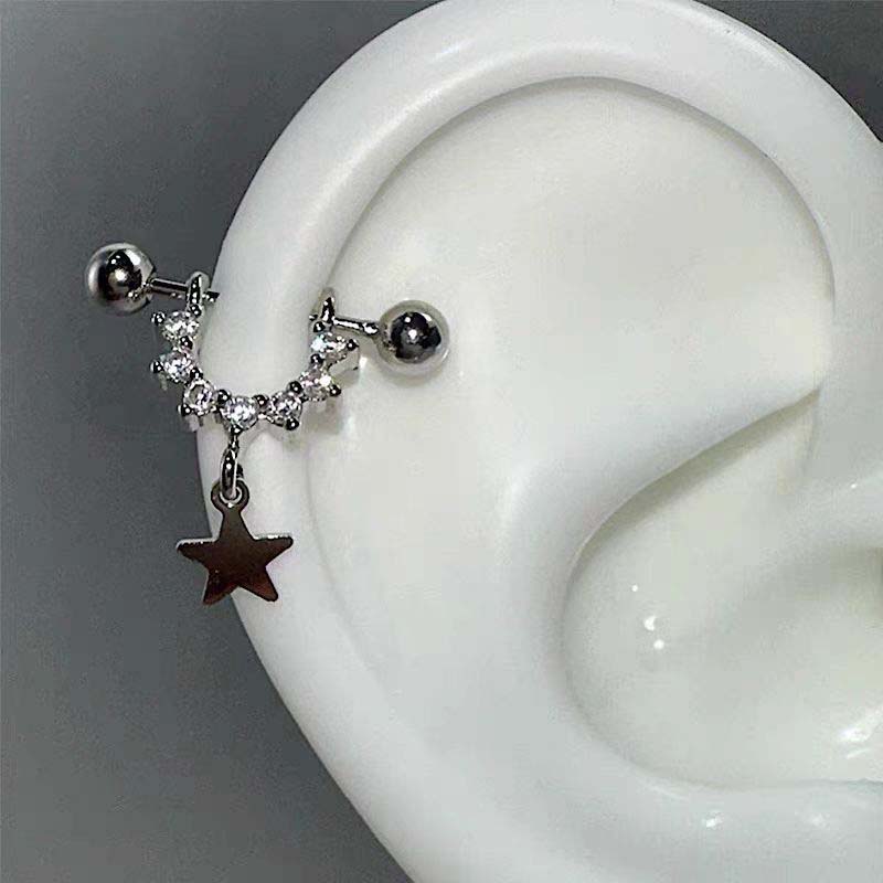 Street Fashion Earrings - セクシーでトレンディなジルコンスターピアススタッドイヤリング女性ガールズパンクスタイルヒップホップロックストリートイヤリングジュエリー Y2K アクセサリーギフト