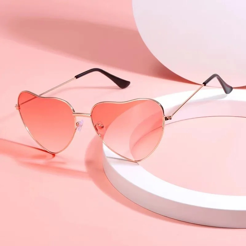 Street Fashion Glasses - ファッションハート型メタルサングラスヴィンテージトレンディストリートシューティングシェードファッション不規則な眼鏡ピンクサングラス女性用