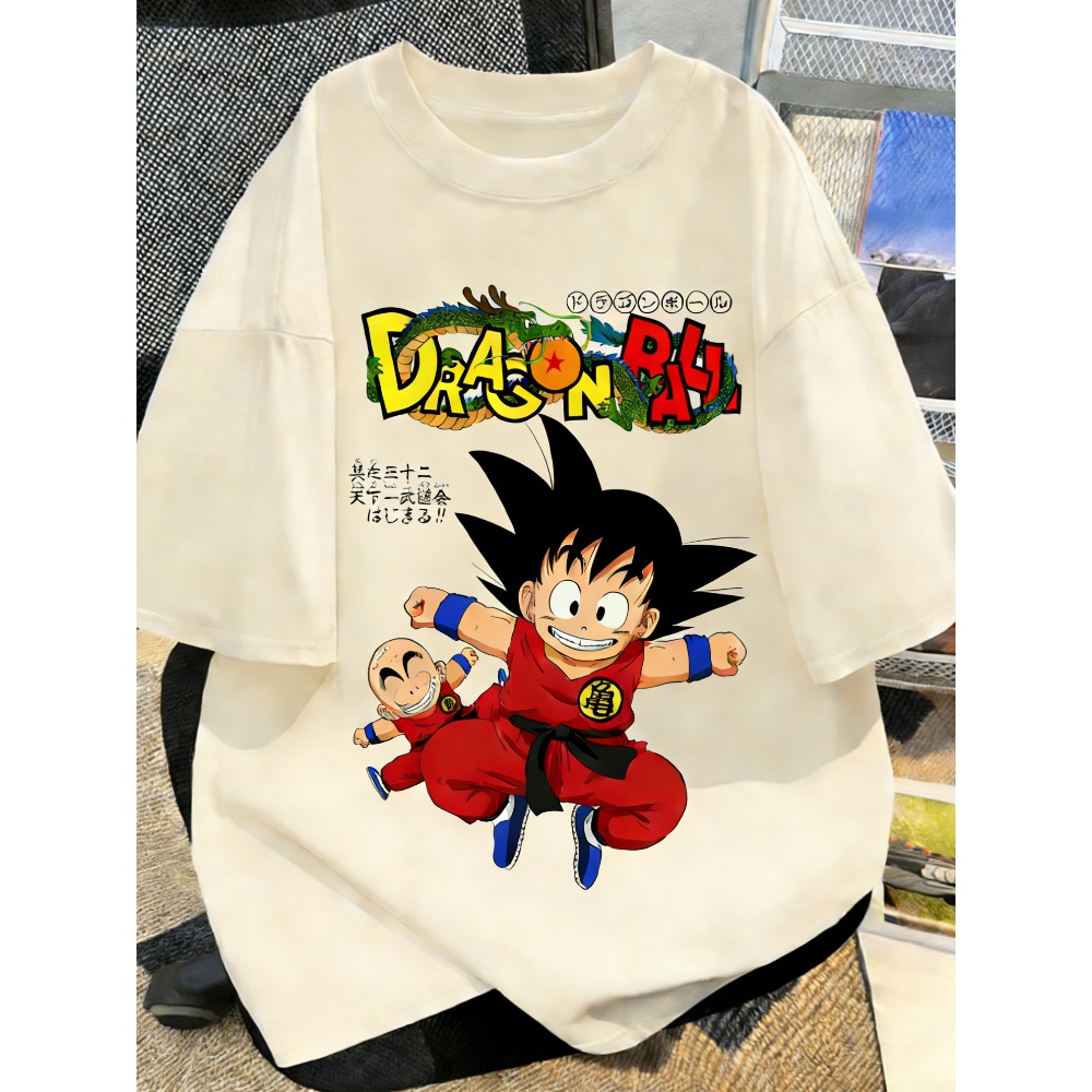Street Fashion In Japan - プラスサイズドラゴンボールアニメプリント男性、女性夏の Tシャツカジュアル親子トップスストリートウェア原宿スタイル Y2K ファッション