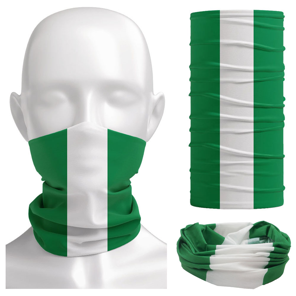 Balaclava Face Mask - ナイジェリア国旗バンダナ女性ネックゲートルキャンプ目出し帽男性サイクリング UV 保護スカーフハイキングフェイスカバーネッカチーフ
