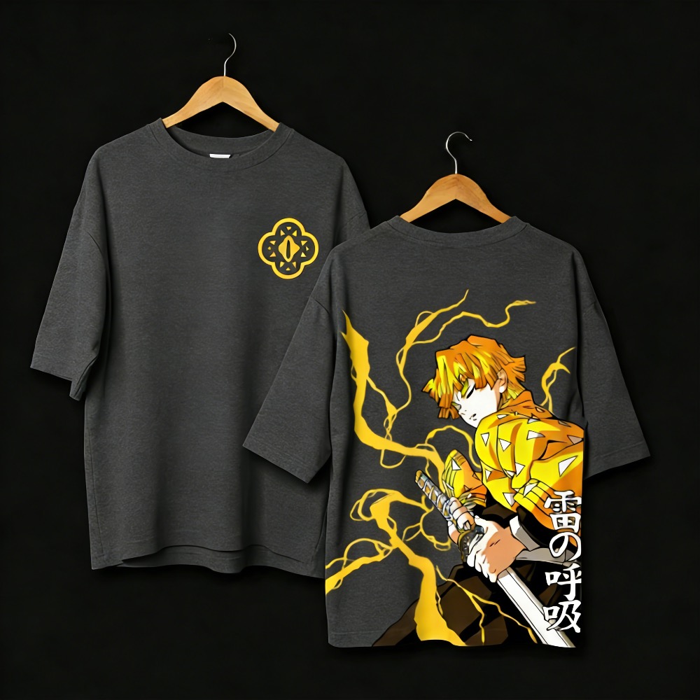 Street Fashion In Japan - プラスサイズデーモンスレイヤーアニメプリント男性、女性 Tシャツカジュアル親子トップスファッションストリートウェア Y2K 原宿スタイル夏