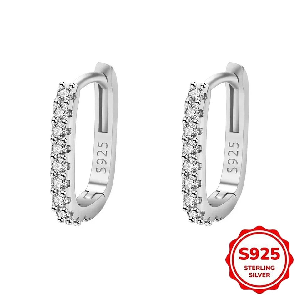 Street Fashion Earrings - 高品質の 925 スターリングシルバークリスタルファッションサークルフープイヤリング女性のためのウェディングパーティーギフトストリート多用途ジュエリー
