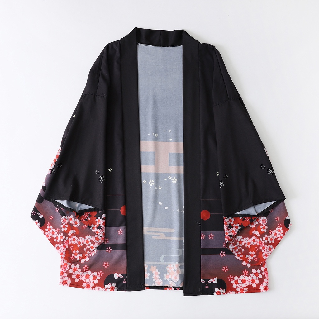 ファッションキツネプリント夏ビーチ浴衣ストリートカーディガン - Street Fashion Women のレビューと価格