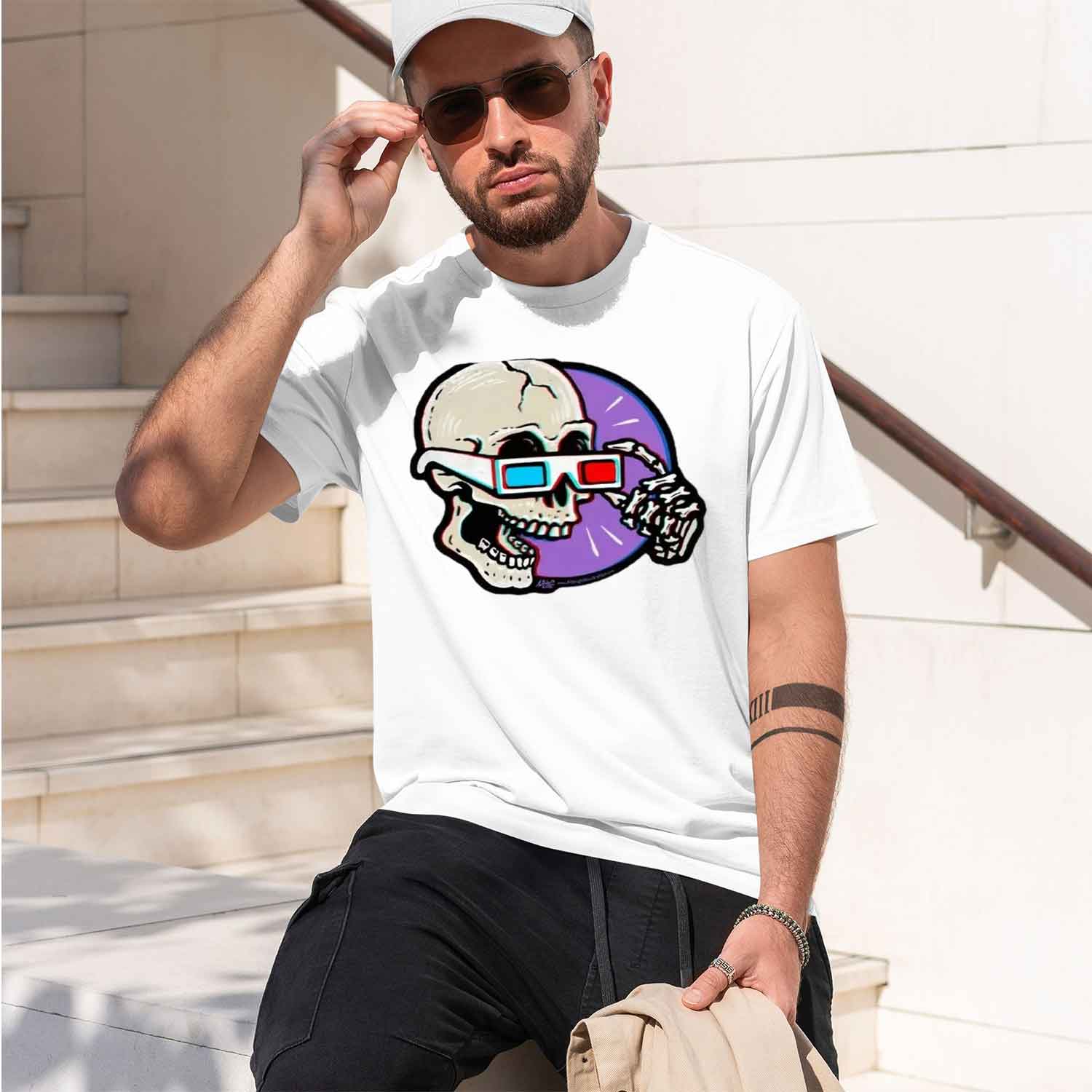 メンズ面白いプリント柄怖いスカル柄半袖Tシャツ通気性ファッシ - Street Fashion China Models のレビューと価格