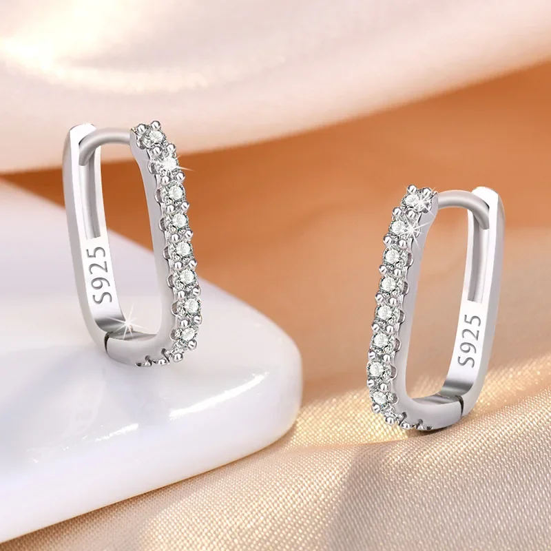 高品質 925 スターリングシルバークリスタルファッションサ - Street Fashion Earrings のレビューと価格