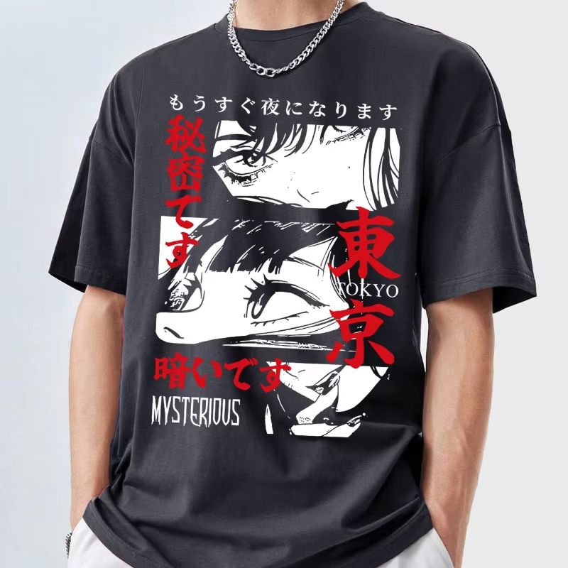 メンズ Y2K アニメ柄 Tシャツ 東京ミスト 半袖 ラウン - Street Fashion In Tokyo のレビューと価格