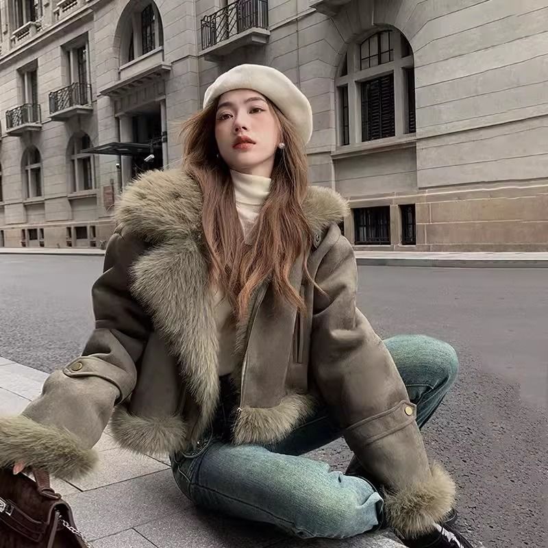 女性のモデル妖精秋冬トップスコートスエードオートバイ服高度な - Street Fashion China Models のレビューと価格
