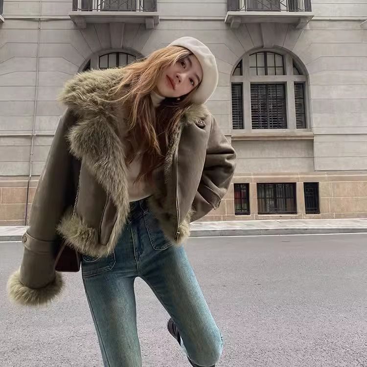 女性のモデル妖精秋冬トップスコートスエードオートバイ服高度な - Street Fashion China Models のレビューと価格