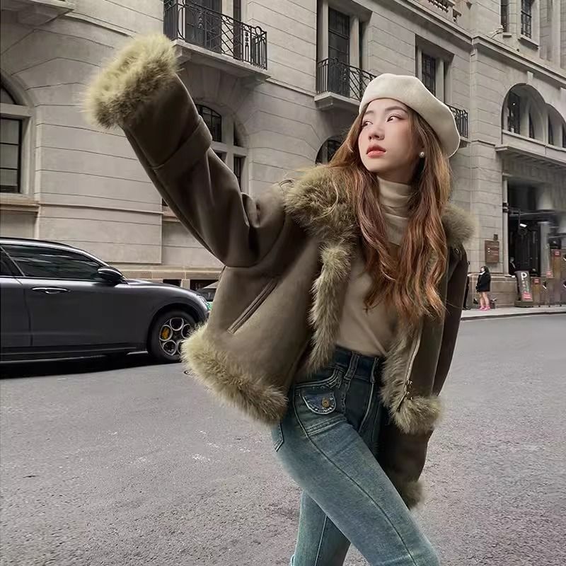 女性のモデル妖精秋冬トップスコートスエードオートバイ服高度な - Street Fashion China Models のレビューと価格