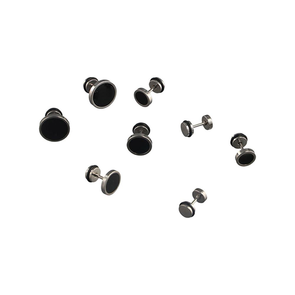 韓国風ラウンドブラックスタッドピアス単色ストリートウェアヒッ - Street Fashion Earrings のレビューと価格