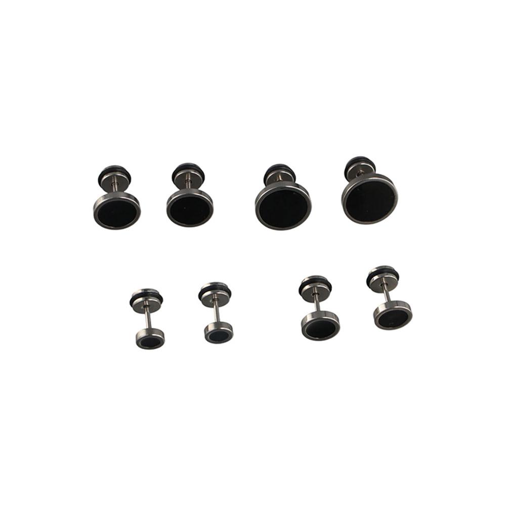 韓国風ラウンドブラックスタッドピアス単色ストリートウェアヒッ - Street Fashion Earrings のレビューと価格