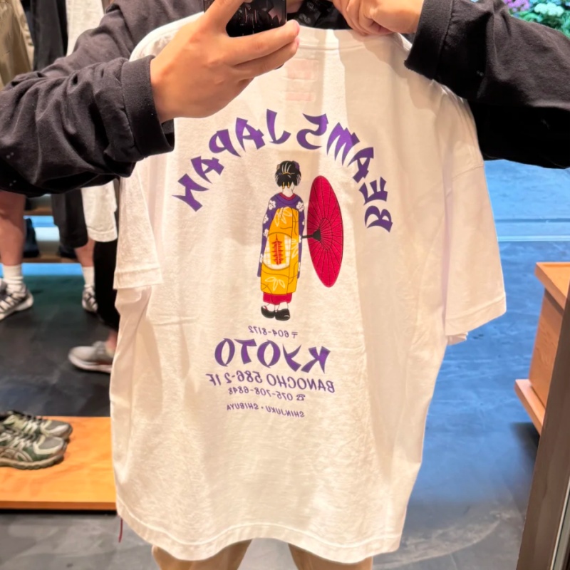 日本東京ストリートコットンファッションビームズTシャツ白い着 - Street Fashion Kimono のレビューと価格