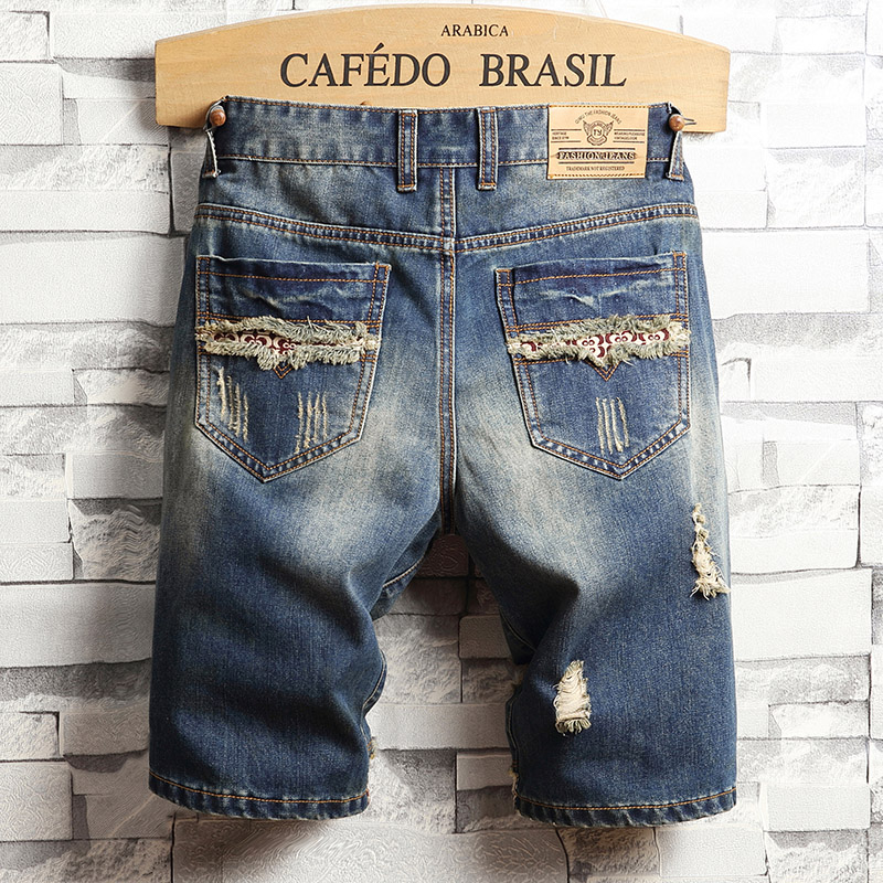 破れたヒップホップデニムショートパンツメンズサマーファッショ - Street Fashion Types のレビューと価格