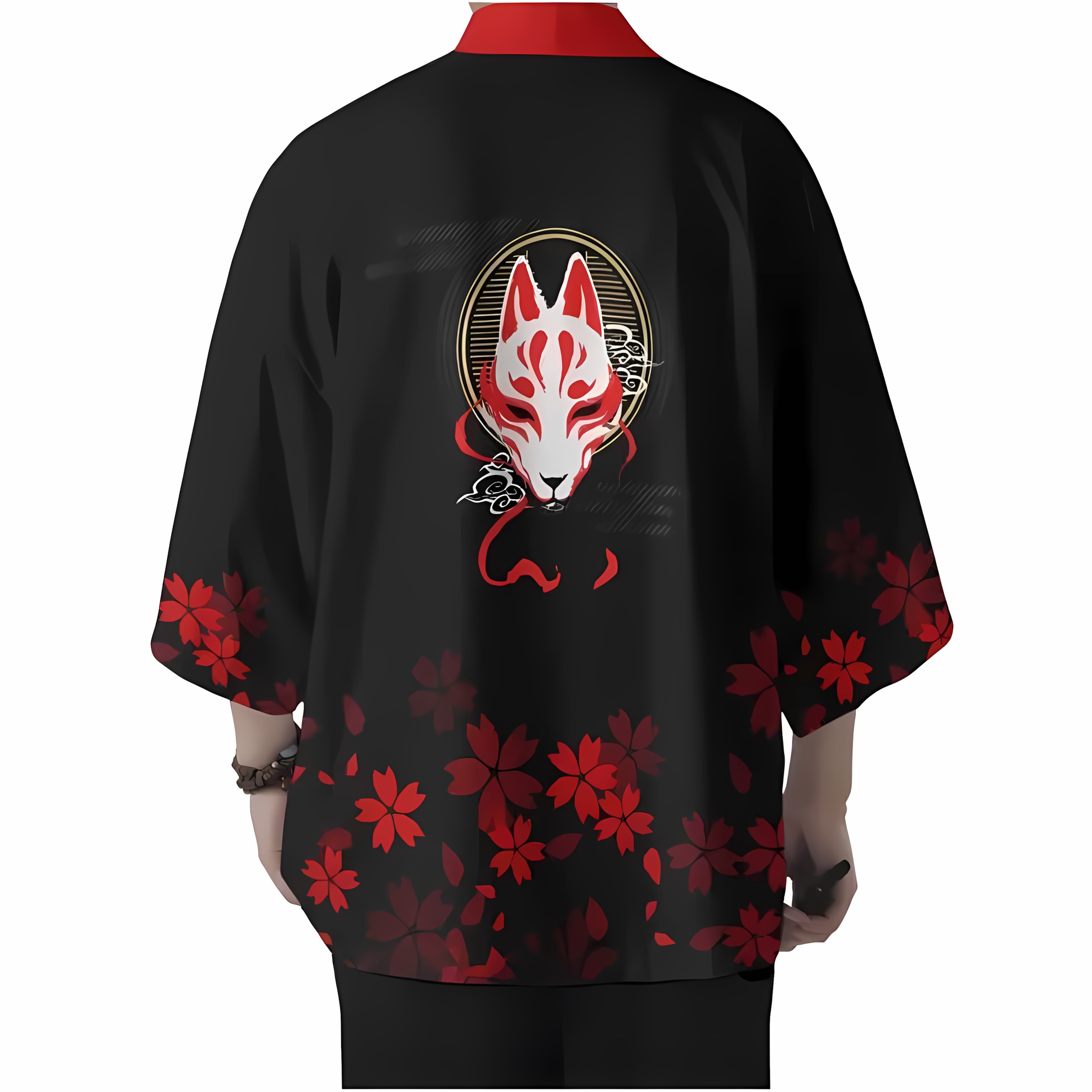 2026 夏の新スタイルメンズ着物 3D キツネマスクパター - Street Fashion Kimono のレビューと価格
