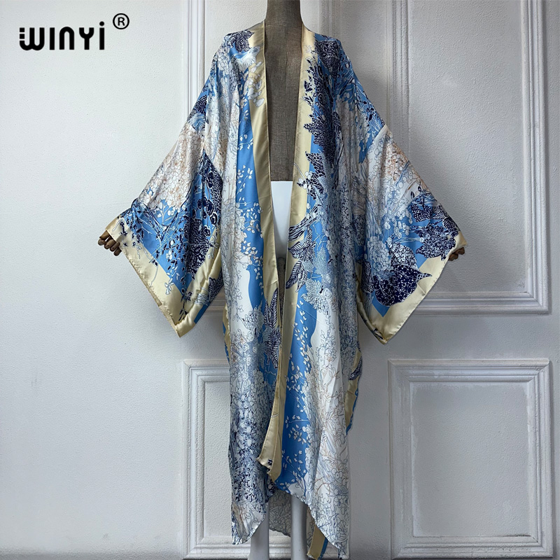 Winyi-女性のためのボヘミアンプリント着物ドレス、夏のフ - Street Fashion Kimono のレビューと価格