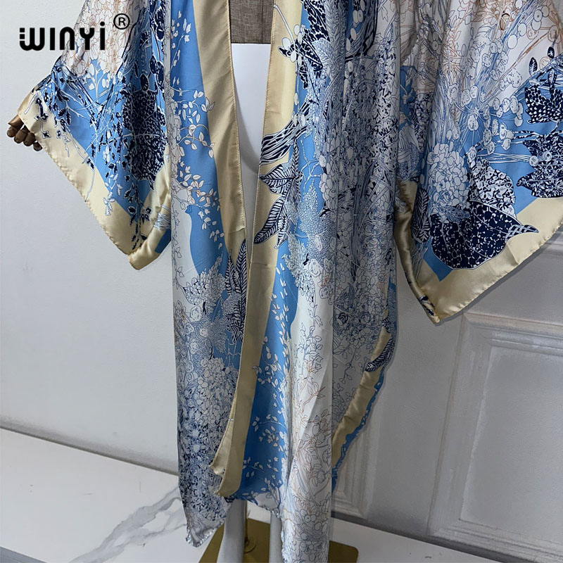 Winyi-女性のためのボヘミアンプリント着物ドレス、夏のフ - Street Fashion Kimono のレビューと価格