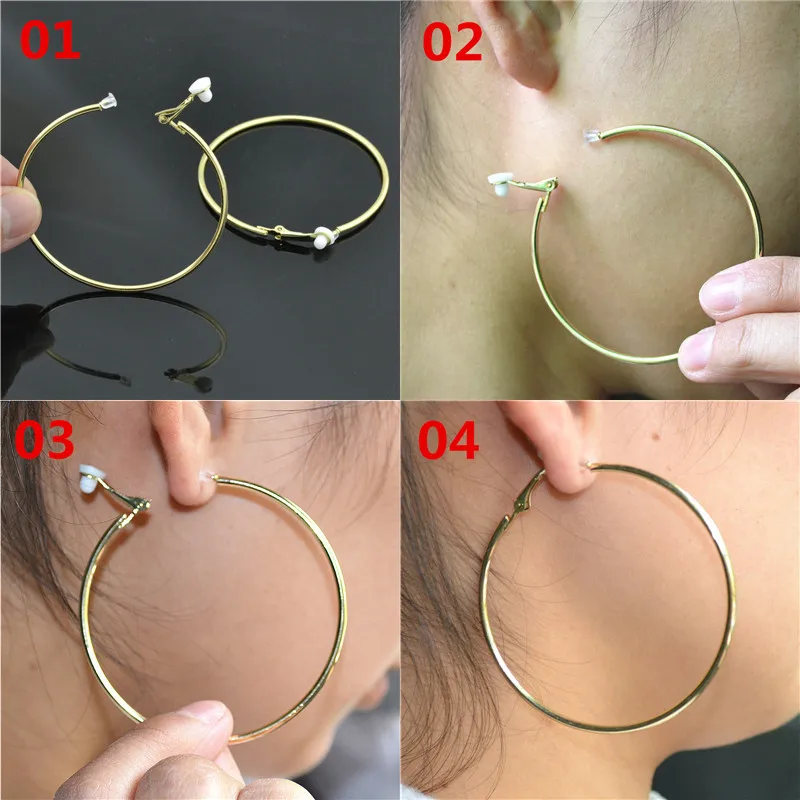 女性用クリップオンイヤリング 耳穴なしで着用可能 ラインスト - Street Fashion Earrings のレビューと価格