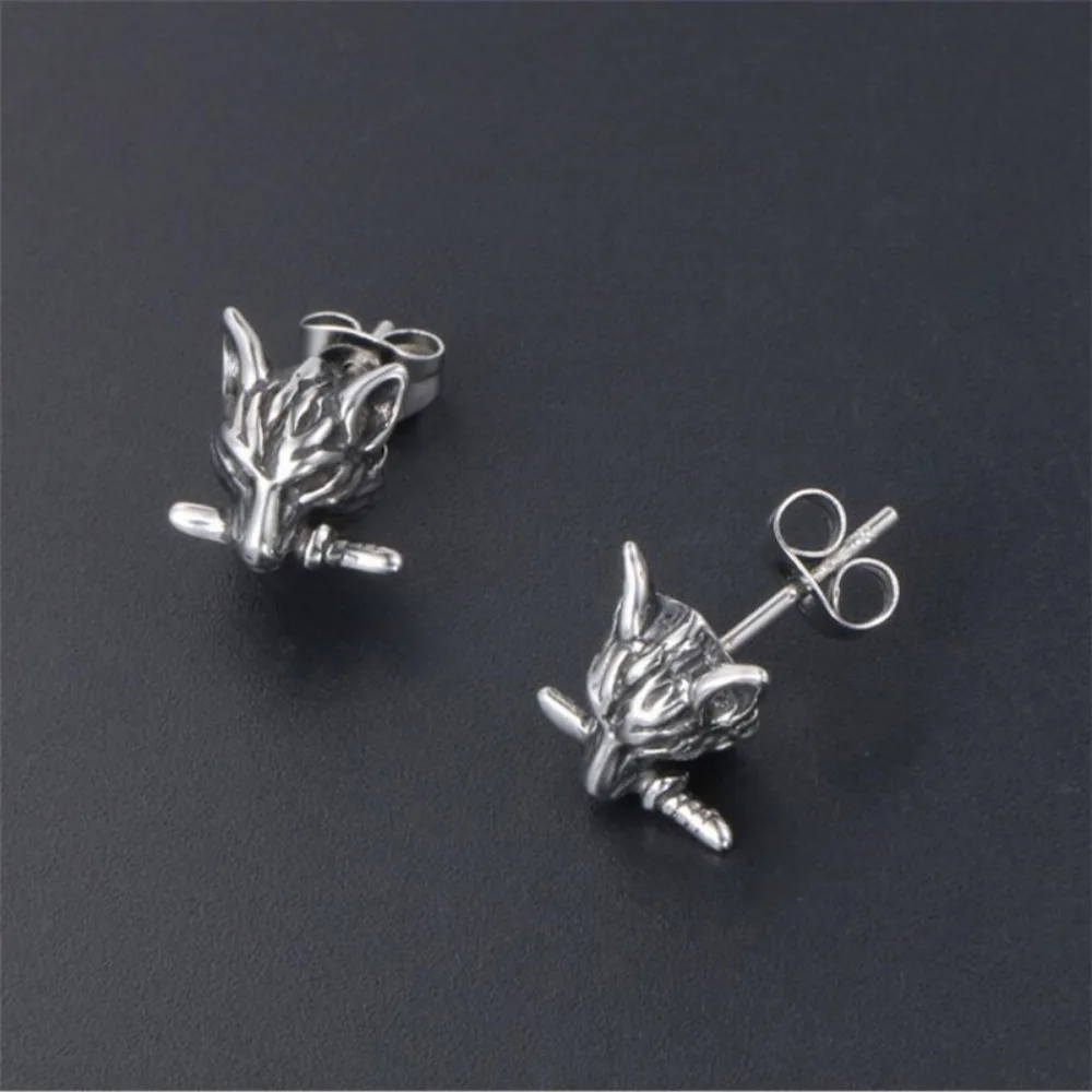 男性と女性のためのクリエイティブなウルフヘッドイヤリング、魅 - Street Fashion Earrings のレビューと価格