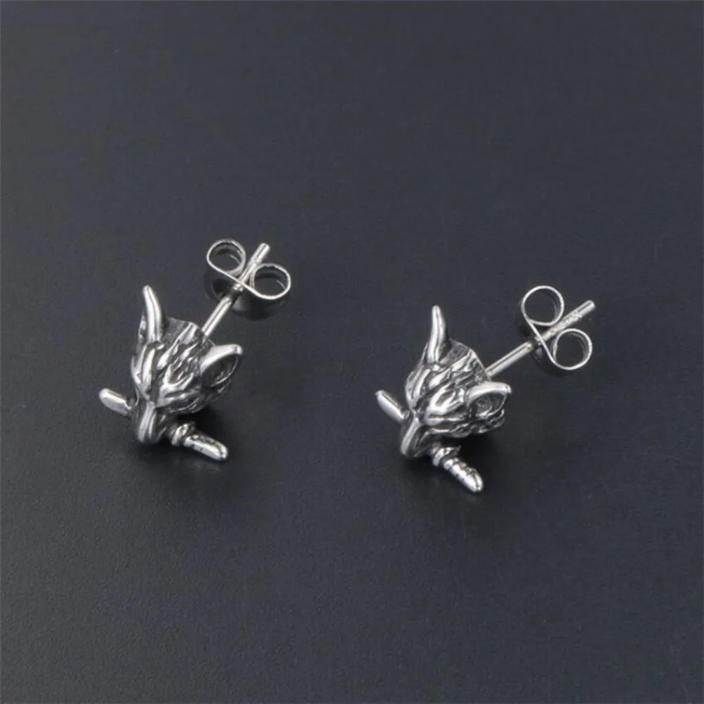 男性と女性のためのクリエイティブなウルフヘッドイヤリング、魅 - Street Fashion Earrings のレビューと価格