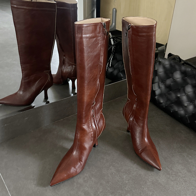 Liyke 高品質ソフト居心地の良い革ポインテッドトゥニーハ - Street Fashion Lady のレビューと価格