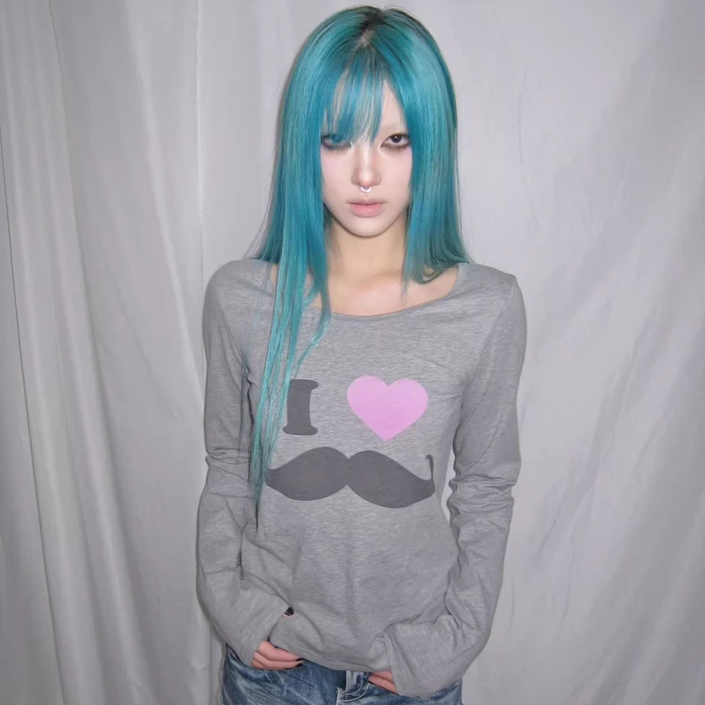 日本 Y2K ビアードプリント Tシャツ ヴィンテージ原宿長 - Street Fashion In Japan のレビューと価格