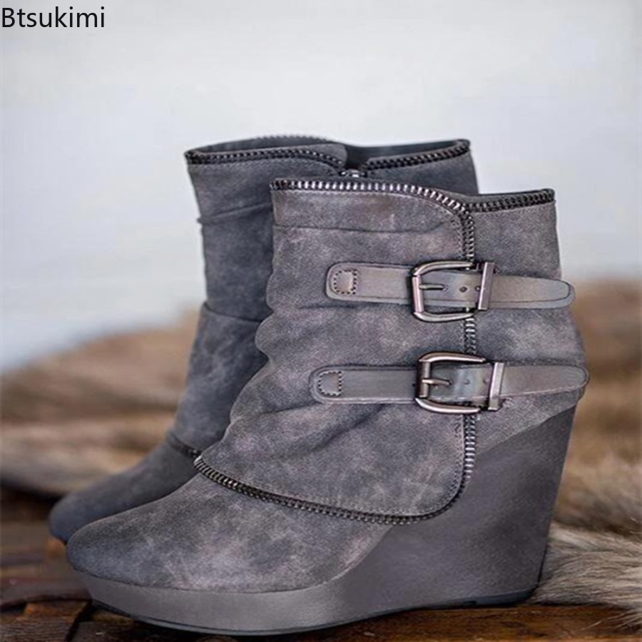 新しい女性のチャンキーブーツジップハイヒールスエードファッシ - Street Fashion Lady のレビューと価格