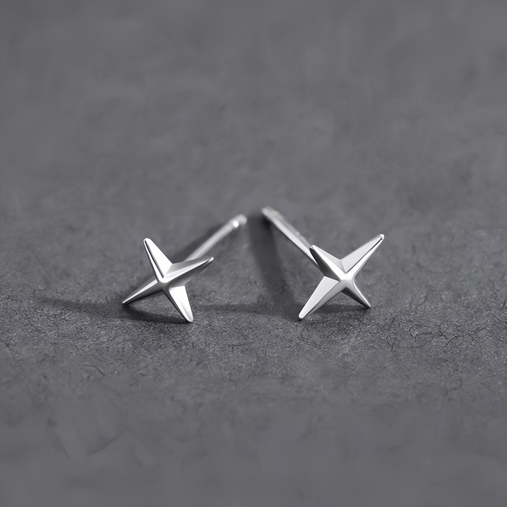 シンプルなクロススター男性合金スタッドピアスレトロストリート - Street Fashion Earrings のレビューと価格