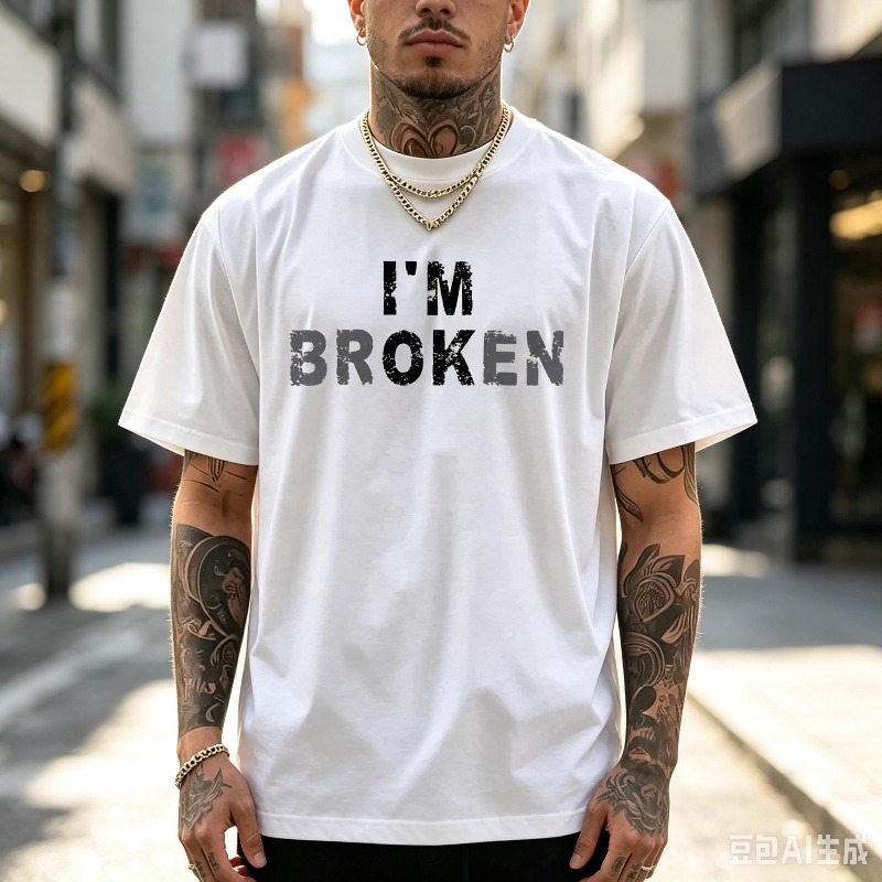 ディストレスト クオート メンズ Tシャツ I'M BROK - Street Style Fashion Quotes のレビューと価格