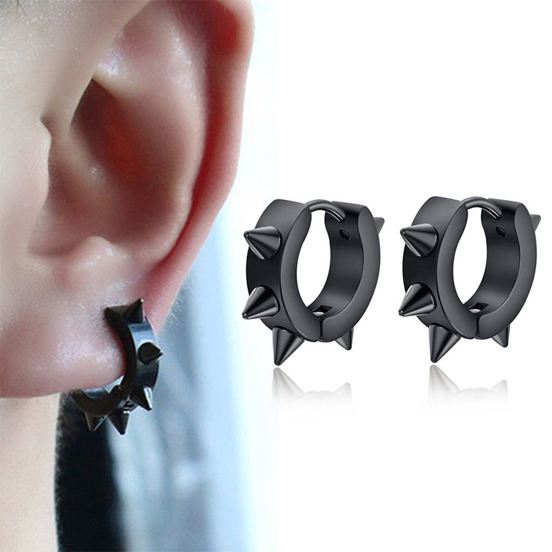 6ペアブラックユニセックスイヤリングセットステンレス鋼ピアス - Street Fashion Earrings のレビューと価格