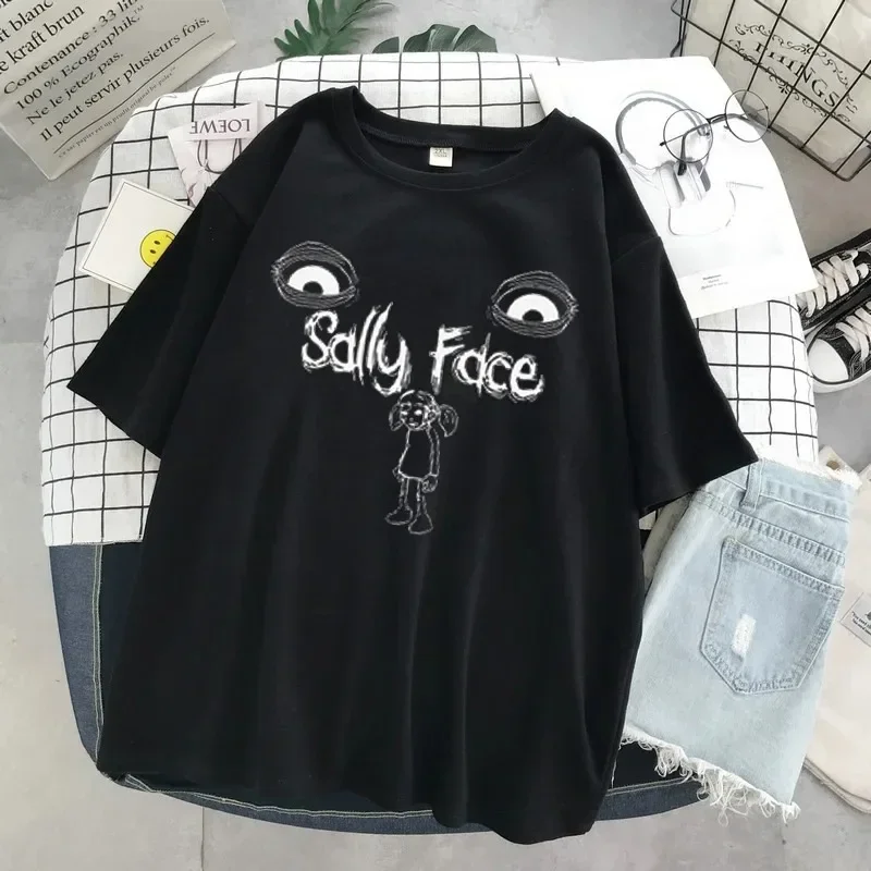 女性用半袖原宿Tシャツ,サリーフェイスのプリントTシャツ,特 - Street Fashion Asian のレビューと価格