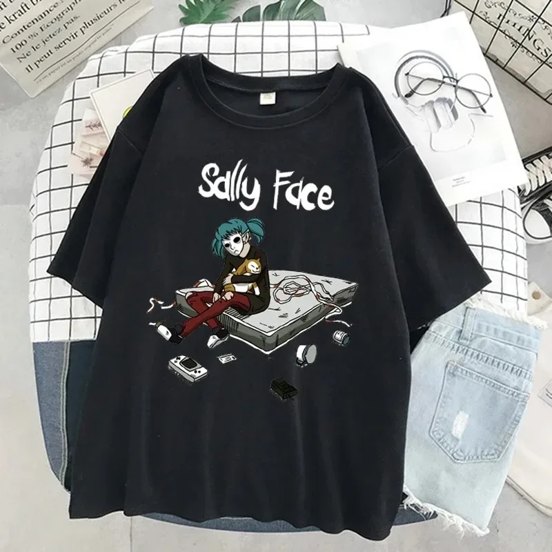 女性用半袖原宿Tシャツ,サリーフェイスのプリントTシャツ,特 - Street Fashion Asian のレビューと価格