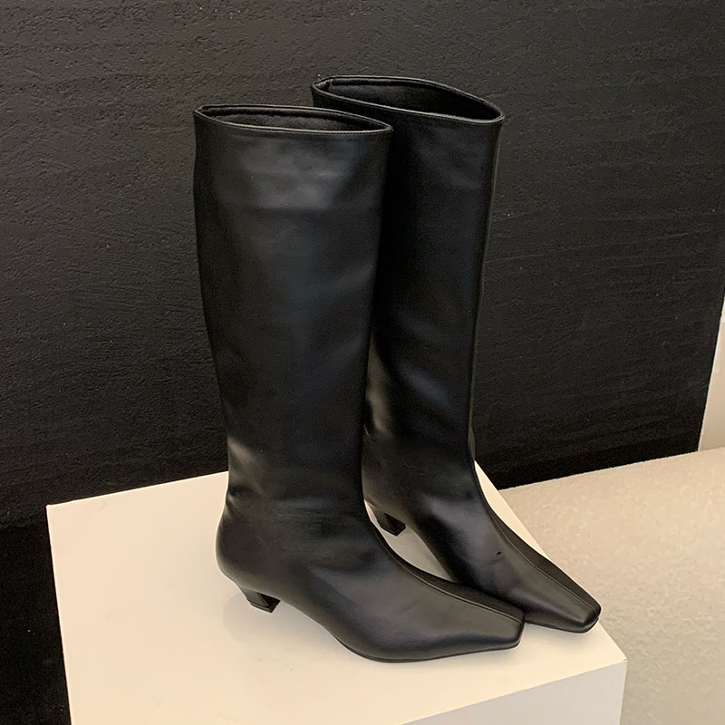 秋冬ストリートスタイルのニーハイブーツ、ポインテッドトゥ、ロ - Street Fashion Lady のレビューと価格