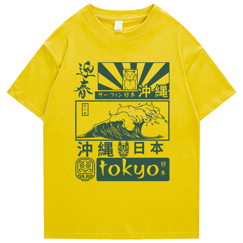日本のレトロな半袖Tシャツ,トークヨーウェーブ,ヒップホップ - Street Fashion In Tokyo のレビューと価格